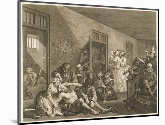The Rake's Progress, a Scene in Bedlam Asylum-null-Mounted Art Print