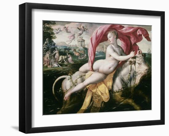 The Rape of Europa (Legendary Phoenician Princess Carried Away by Jupiter in Form of White Bull)-Martin de Vos-Framed Giclee Print