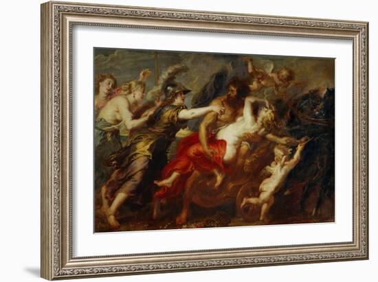 The Rape of Proserpine, Pluto Carries off Proserpina, Minerva, Venus and Diana Try to Stop the Rape-Peter Paul Rubens-Framed Giclee Print