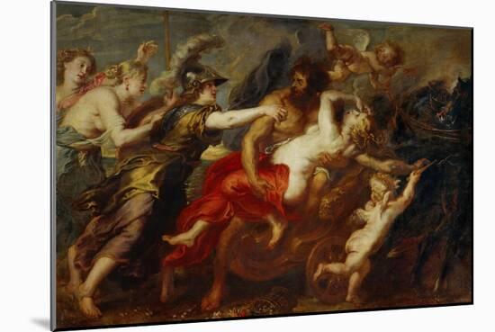 The Rape of Proserpine, Pluto Carries off Proserpina, Minerva, Venus and Diana Try to Stop the Rape-Peter Paul Rubens-Mounted Giclee Print