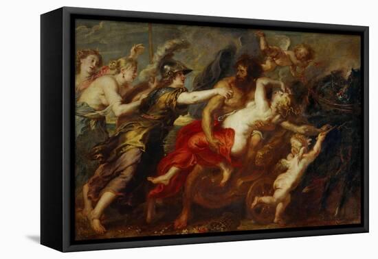 The Rape of Proserpine, Pluto Carries off Proserpina, Minerva, Venus and Diana Try to Stop the Rape-Peter Paul Rubens-Framed Premier Image Canvas