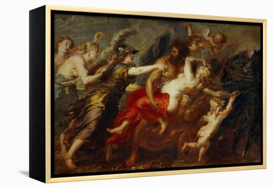 The Rape of Proserpine, Pluto Carries off Proserpina, Minerva, Venus and Diana Try to Stop the Rape-Peter Paul Rubens-Framed Premier Image Canvas