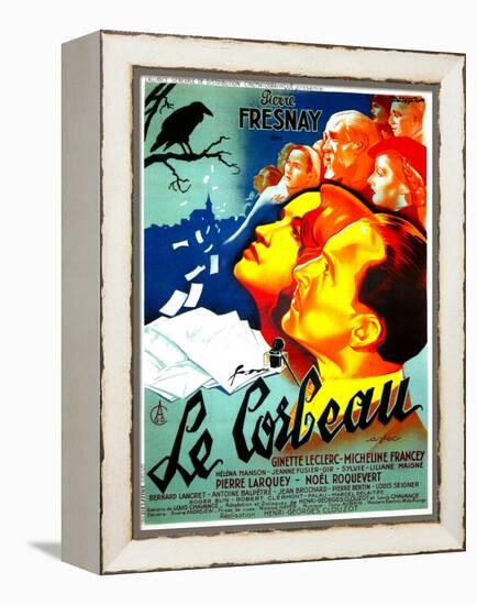 THE RAVEN, (aka LE CORBEAU),  French poster, center: Micheline Francey, Pierre Fresnay, 1943-null-Framed Stretched Canvas