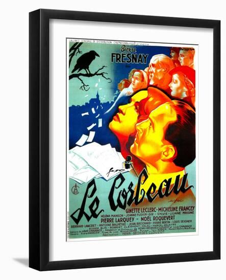 THE RAVEN, (aka LE CORBEAU),  French poster, center: Micheline Francey, Pierre Fresnay, 1943-null-Framed Art Print