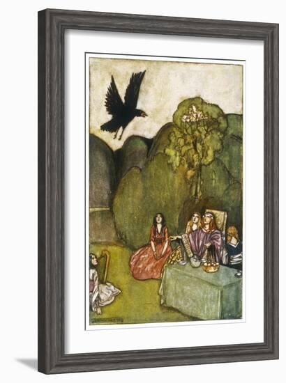 The Raven of Ill-Omen Comes to Cuchulain-Stephen Reid-Framed Art Print