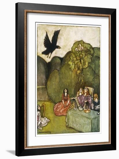 The Raven of Ill-Omen Comes to Cuchulain-Stephen Reid-Framed Art Print