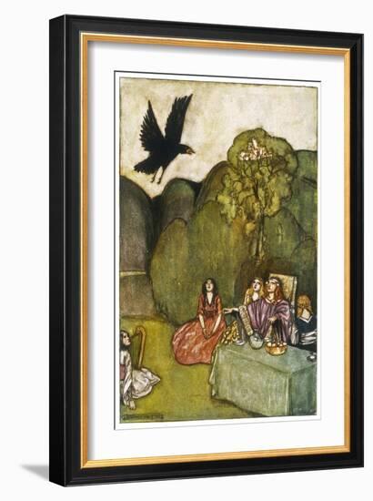 The Raven of Ill-Omen Comes to Cuchulain-Stephen Reid-Framed Art Print