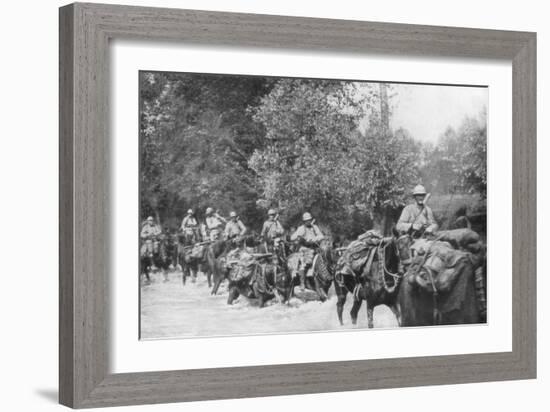 The Re-Supply of a Machine Gun Unit by Horseback, Aisne, France, 2 September 1918-null-Framed Giclee Print