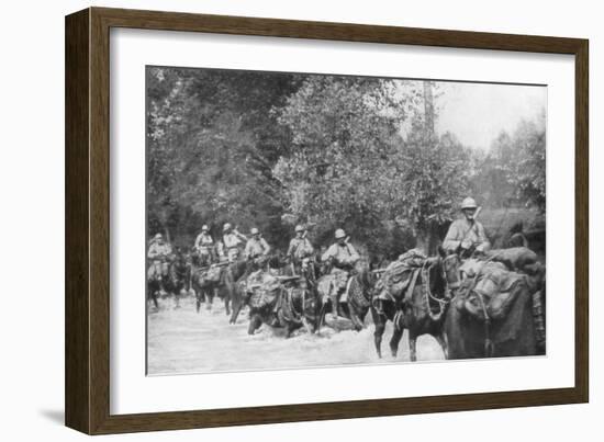 The Re-Supply of a Machine Gun Unit by Horseback, Aisne, France, 2 September 1918-null-Framed Giclee Print