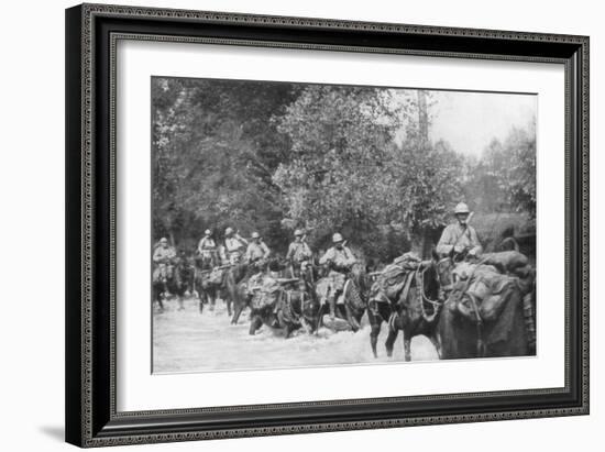 The Re-Supply of a Machine Gun Unit by Horseback, Aisne, France, 2 September 1918-null-Framed Giclee Print