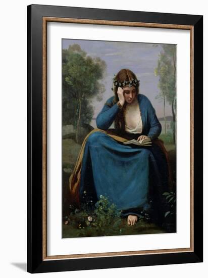 The Reader Crowned with Flowers, or Virgil's Muse, 1845-Jean-Baptiste-Camille Corot-Framed Giclee Print