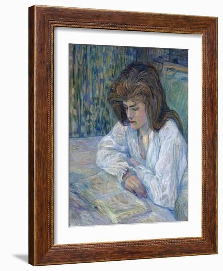 The Reader Par Toulouse-Lautrec, Henri, De (1864-1901). Oil on Cardboard, Size : 68X61, 1889, Priva-Henri de Toulouse-Lautrec-Framed Giclee Print
