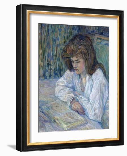 The Reader Par Toulouse-Lautrec, Henri, De (1864-1901). Oil on Cardboard, Size : 68X61, 1889, Priva-Henri de Toulouse-Lautrec-Framed Giclee Print