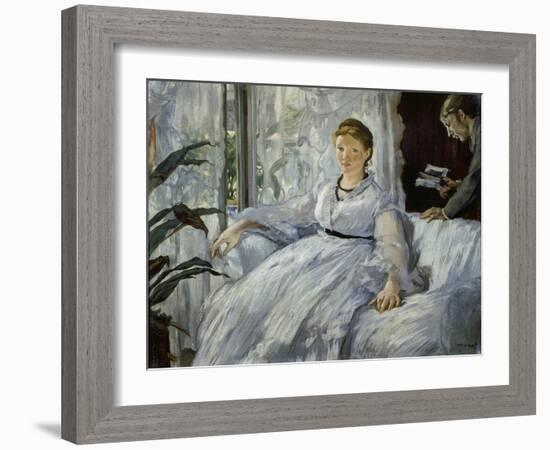 The Reading, Mme, Manet and Her Son, Léon Koella-Leenhoff, 1869-Edouard Manet-Framed Giclee Print