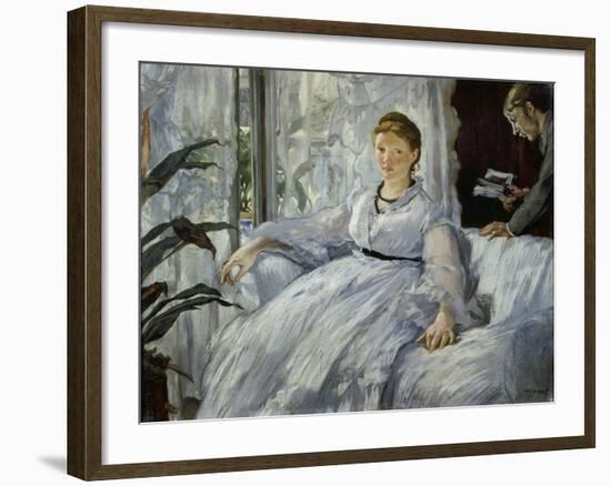 The Reading, Mme, Manet and Her Son, Léon Koella-Leenhoff, 1869-Edouard Manet-Framed Giclee Print