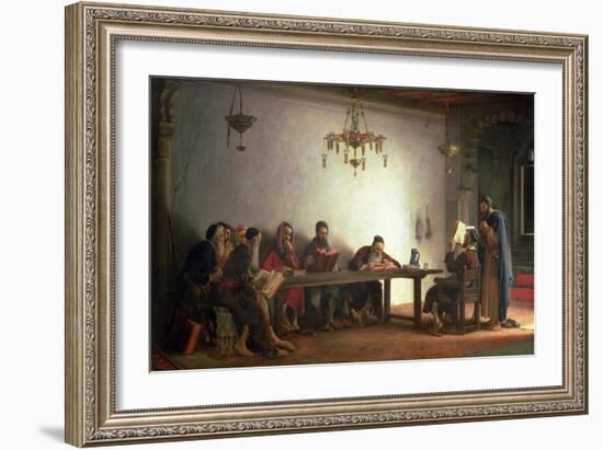 The Reading of the Bible by the Rabbis, a Souvenir of Morocco, 1882-Jean Jules Antoine Lecomte du Nouy-Framed Giclee Print