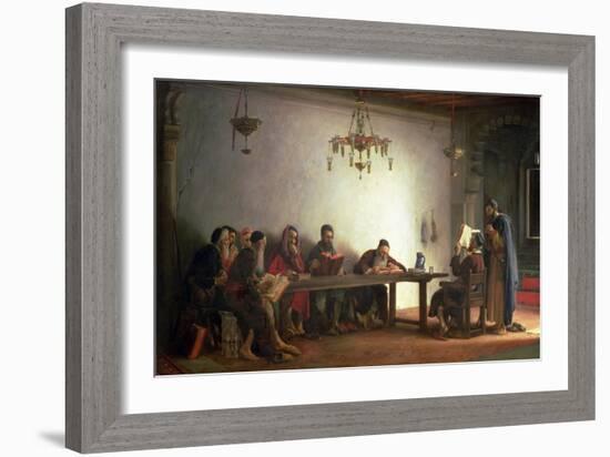 The Reading of the Bible by the Rabbis, a Souvenir of Morocco, 1882-Jean Jules Antoine Lecomte du Nouy-Framed Giclee Print