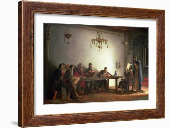 The Reading of the Bible by the Rabbis, a Souvenir of Morocco, 1882-Jean Jules Antoine Lecomte du Nouy-Framed Giclee Print