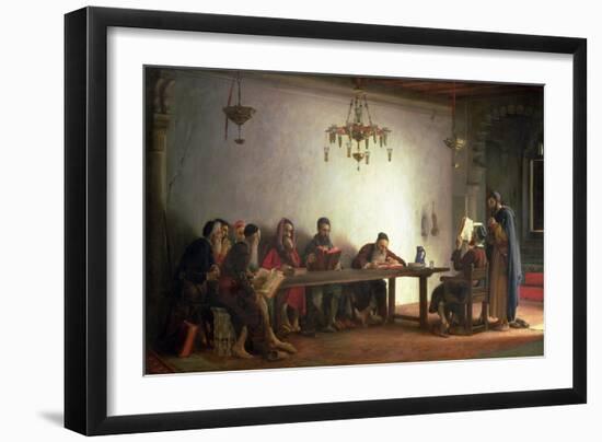 The Reading of the Bible by the Rabbis, a Souvenir of Morocco, 1882-Jean Jules Antoine Lecomte du Nouy-Framed Giclee Print