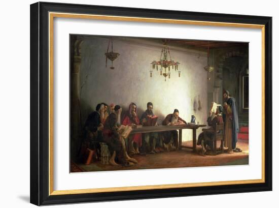 The Reading of the Bible by the Rabbis, a Souvenir of Morocco, 1882-Jean Jules Antoine Lecomte du Nouy-Framed Giclee Print