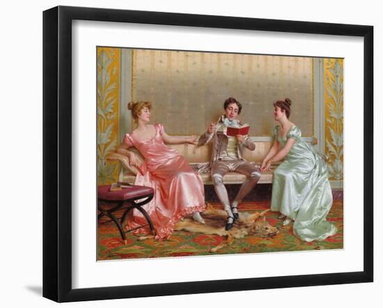 The Reading, (Oil on Canvas)-Vittorio Reggianini-Framed Giclee Print