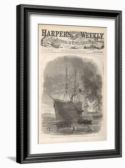 The Rebel (Confederate) Steamer 'Nashville' Running the Blocade at Beaufort, North Carolina-null-Framed Giclee Print