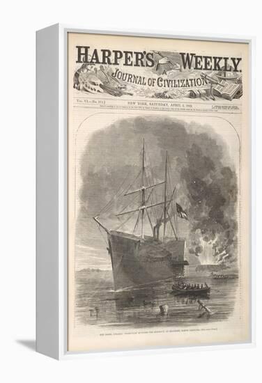 The Rebel (Confederate) Steamer 'Nashville' Running the Blocade at Beaufort, North Carolina-null-Framed Premier Image Canvas
