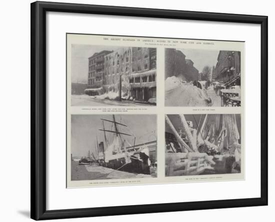 The Recent Blizzard in America, Scenes in New York City and Harbour-null-Framed Giclee Print