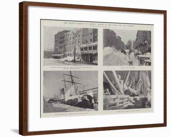 The Recent Blizzard in America, Scenes in New York City and Harbour-null-Framed Giclee Print