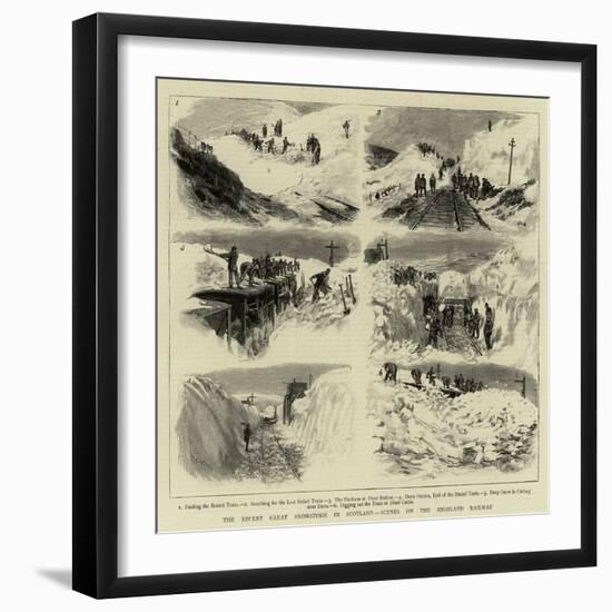 The Recent Great Snowstorm in Scotland, Scenes on the Highland Railway-William Lionel Wyllie-Framed Giclee Print