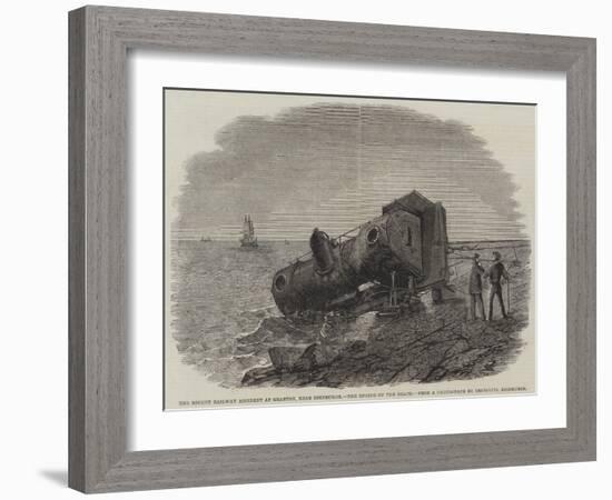 The Recent Railway Accident at Granton, Near Edinburgh, the Engine on the Beach-Frederick Morgan-Framed Giclee Print