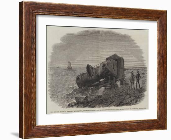 The Recent Railway Accident at Granton, Near Edinburgh, the Engine on the Beach-Frederick Morgan-Framed Giclee Print