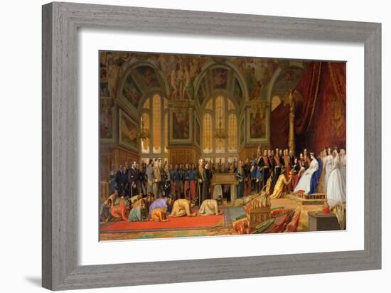 The Reception of Siamese Ambassadors by Emperor Napoleon III at the Palace of Fontainebleau-Jean Leon Gerome-Framed Giclee Print