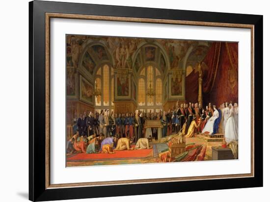 The Reception of Siamese Ambassadors by Emperor Napoleon III at the Palace of Fontainebleau-Jean Leon Gerome-Framed Giclee Print