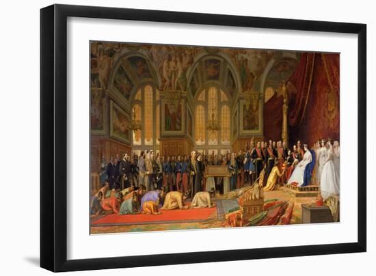 The Reception of Siamese Ambassadors by Emperor Napoleon III at the Palace of Fontainebleau-Jean Leon Gerome-Framed Giclee Print