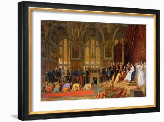 The Reception of Siamese Ambassadors by Emperor Napoleon III at the Palace of Fontainebleau-Jean Leon Gerome-Framed Giclee Print