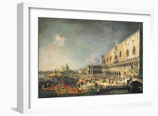 The Reception of the French Ambassador in Venice, circa 1740s-Canaletto-Framed Giclee Print