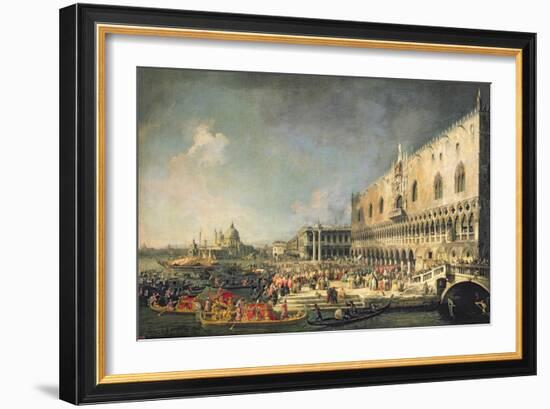 The Reception of the French Ambassador in Venice, circa 1740s-Canaletto-Framed Giclee Print