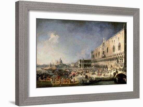 The Reception of the French Ambassador in Venice-Canaletto-Framed Art Print
