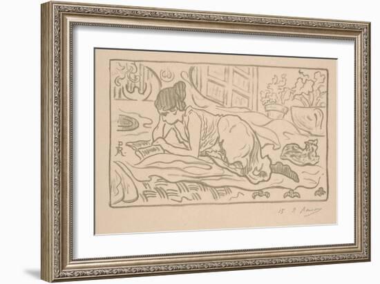 The Reclining Reader, 1895 (Litho)-Paul Ranson-Framed Giclee Print