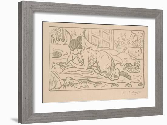 The Reclining Reader, 1895 (Litho)-Paul Ranson-Framed Giclee Print