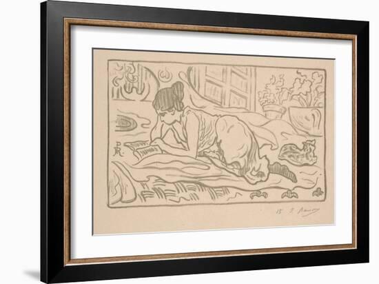 The Reclining Reader, 1895 (Litho)-Paul Ranson-Framed Giclee Print