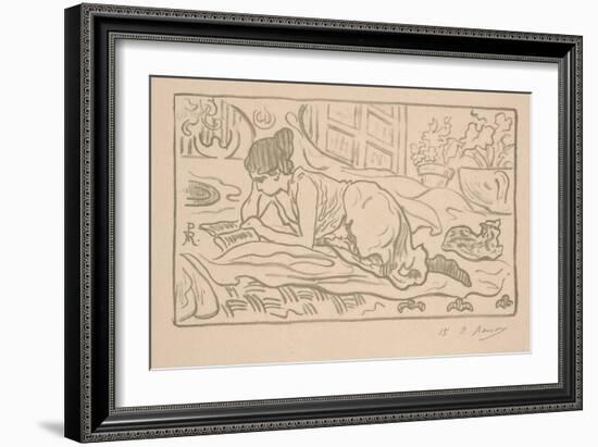 The Reclining Reader, 1895 (Litho)-Paul Ranson-Framed Giclee Print