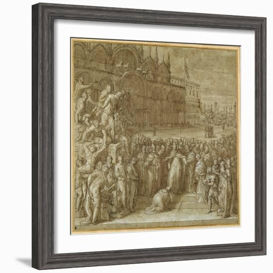 The Reconciliation Between Pope Alexander III and Frederick Barbarossa, in the Presence of Doge…-Giuseppe della Porta Salviati-Framed Giclee Print