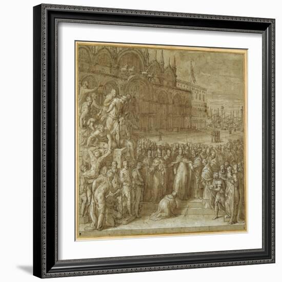The Reconciliation Between Pope Alexander III and Frederick Barbarossa, in the Presence of Doge…-Giuseppe della Porta Salviati-Framed Giclee Print