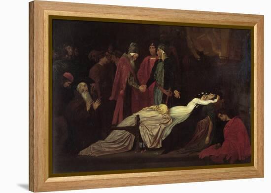 The Reconciliation of the Montague's and Capulet's over the Dead Bodies of Romeo and Juliet-Frederick Leighton-Framed Stretched Canvas