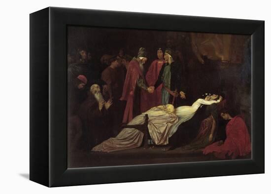 The Reconciliation of the Montague's and Capulet's over the Dead Bodies of Romeo and Juliet-Frederick Leighton-Framed Stretched Canvas