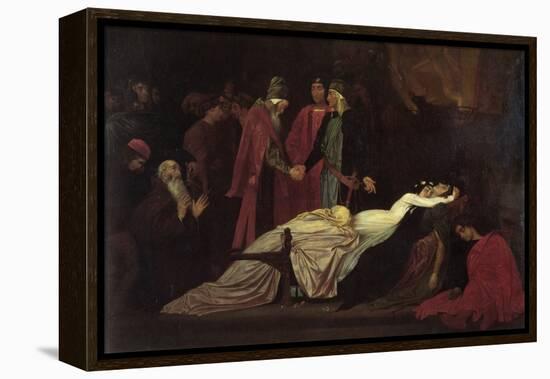 The Reconciliation of the Montague's and Capulet's over the Dead Bodies of Romeo and Juliet-Frederick Leighton-Framed Stretched Canvas