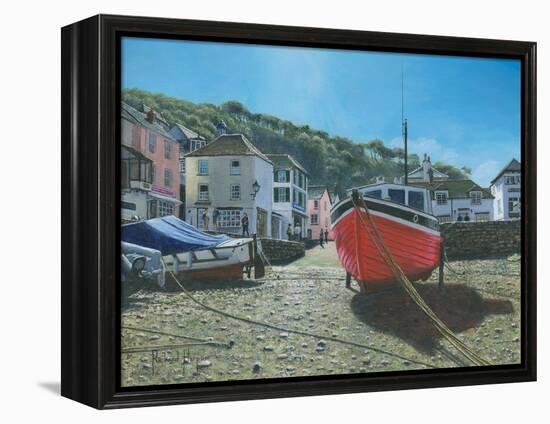 The Red Boat Polperro Cornwall-Richard Harpum-Framed Stretched Canvas