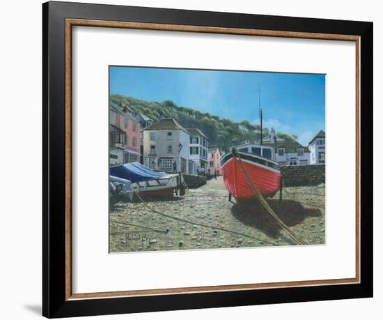 The Red Boat Polperro Cornwall-Richard Harpum-Framed Art Print